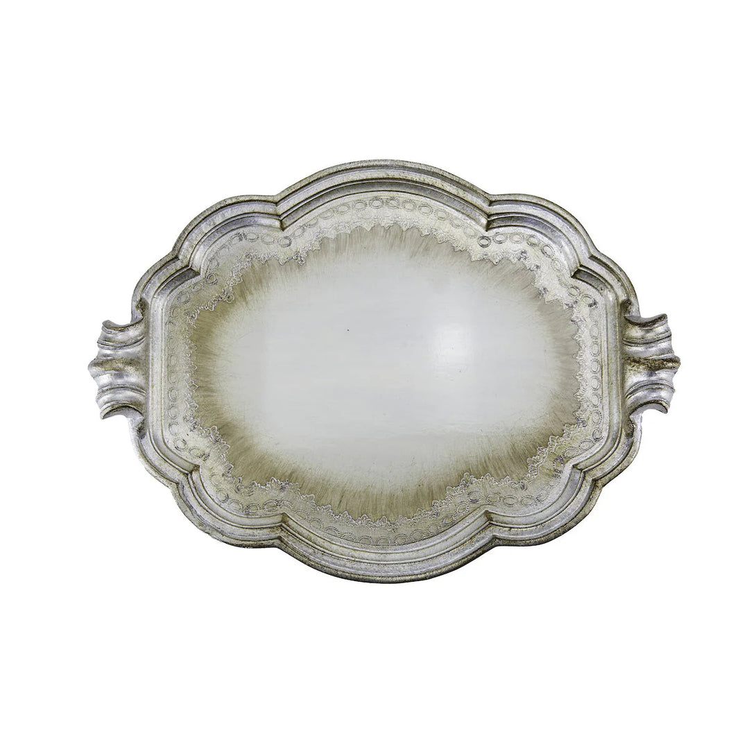 Florentino Antique Silver Wooden Tray - Large