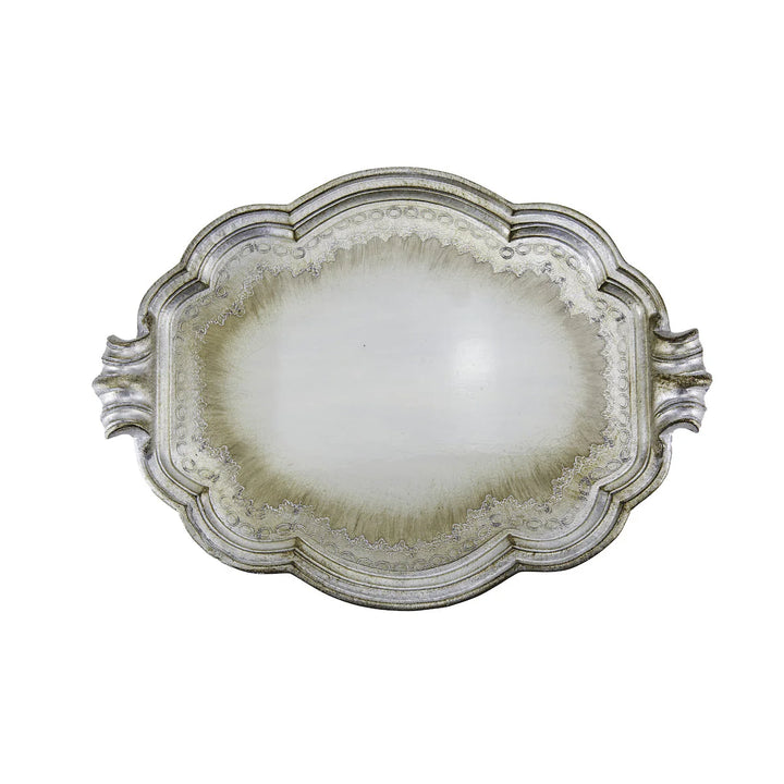 Florentino Antique Silver Wooden Tray - Large