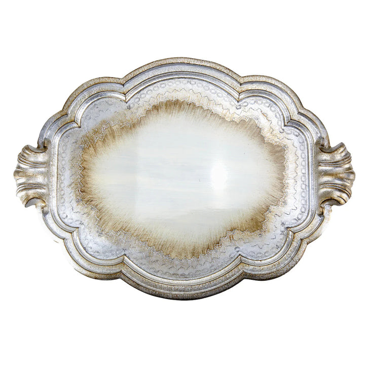 Florentino Antique Silver Wooden Tray - Extra Large