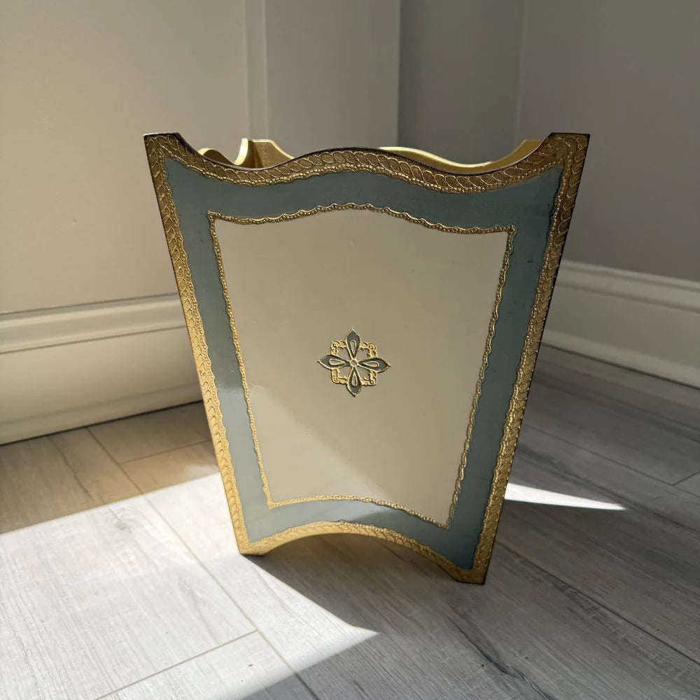 Florentino Baroque Wooden Wastebasket - Villa Blue