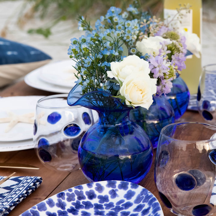 Hibiscus Glass Indigo Medium Fluted Vase