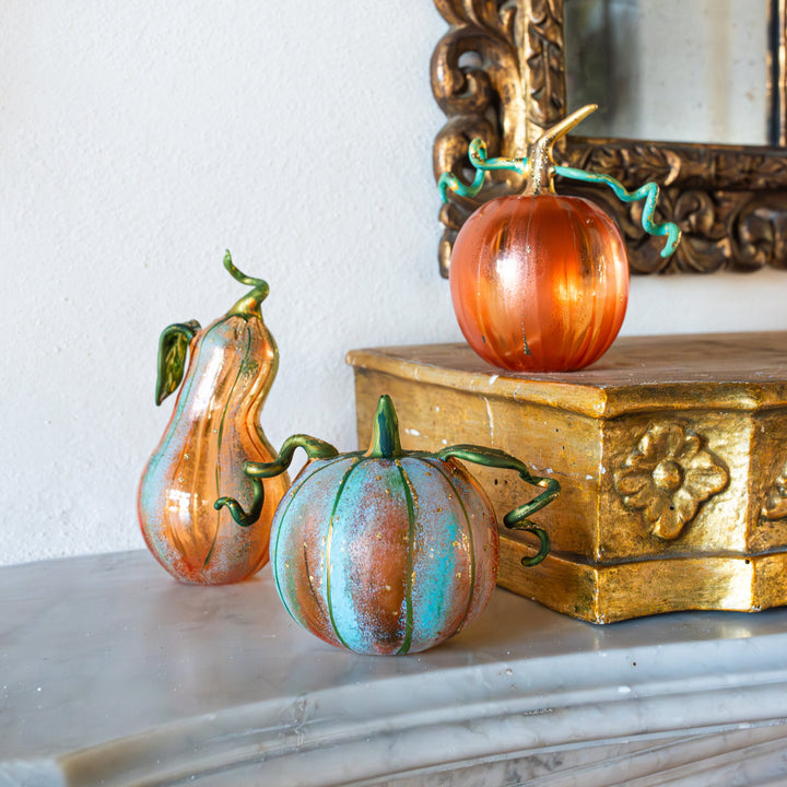 Pumpkins Figural Blue Glass Pumpkin