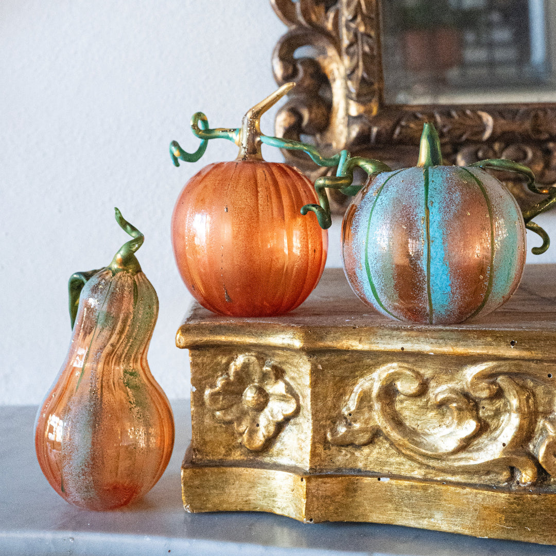 Pumpkins Figural Blue Glass Pumpkin