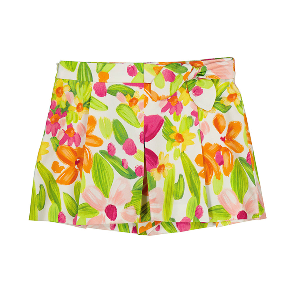 Multicolor Floral Satin Skort