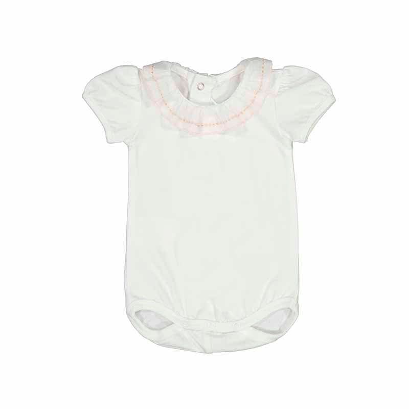 White-Nude Knit Ruffled Body Suit