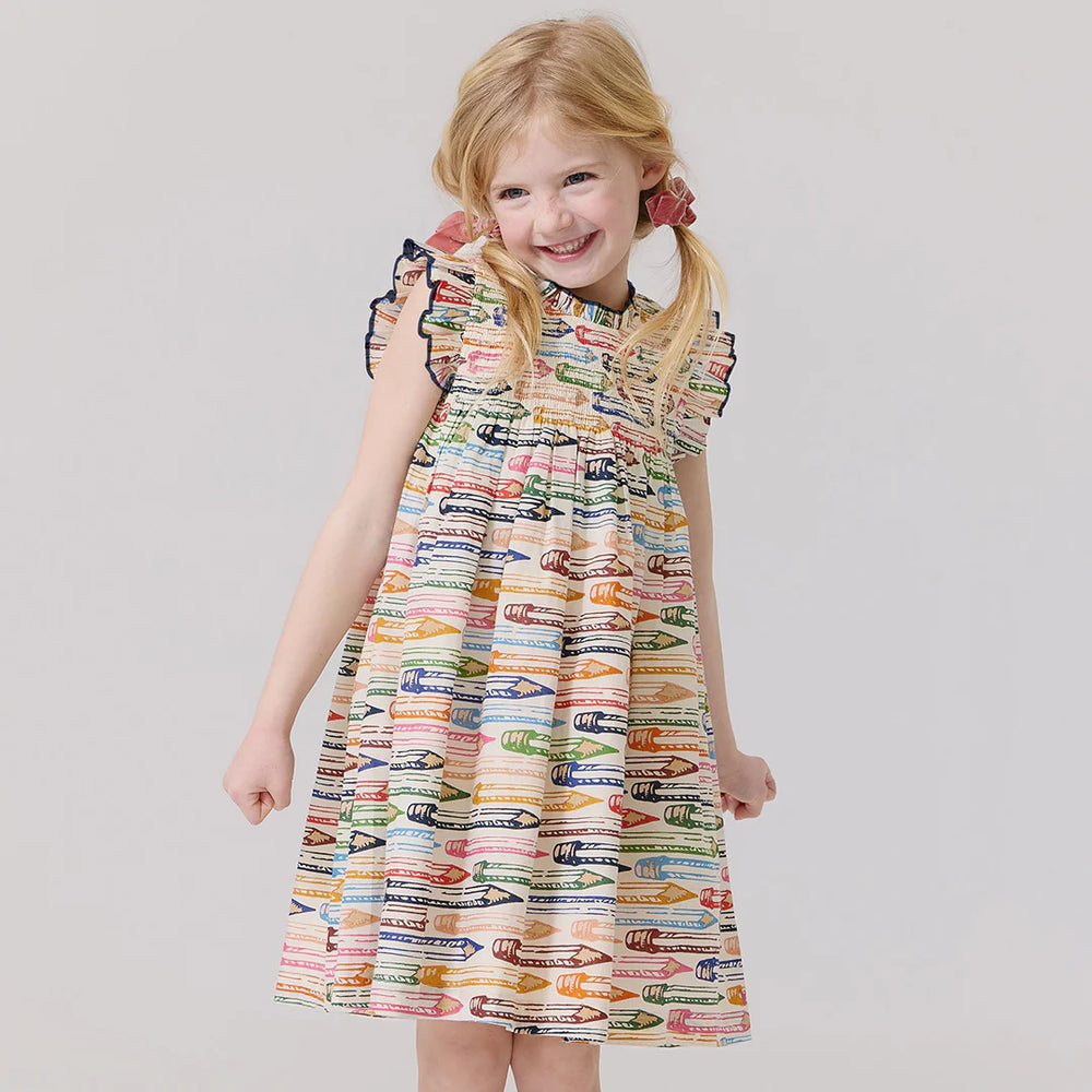 Girls Stevie Dress - Colored Pencils
