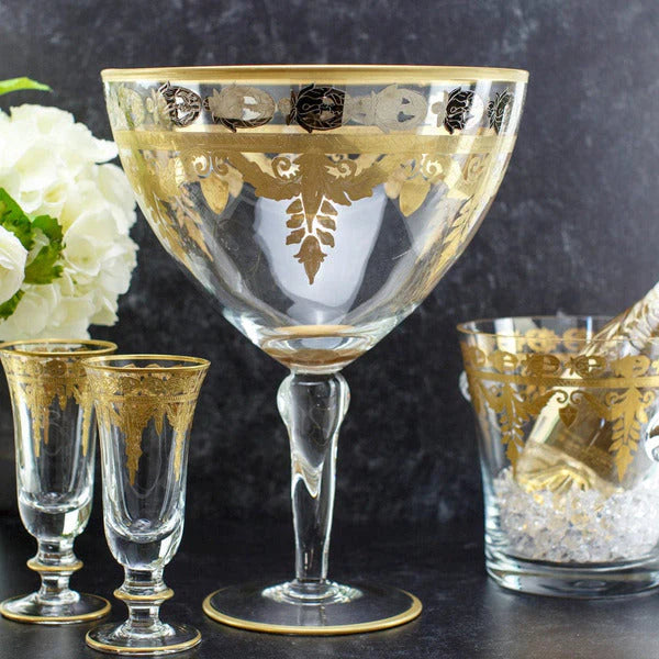 Vetro Platinum/Gold Tall Footed Compote