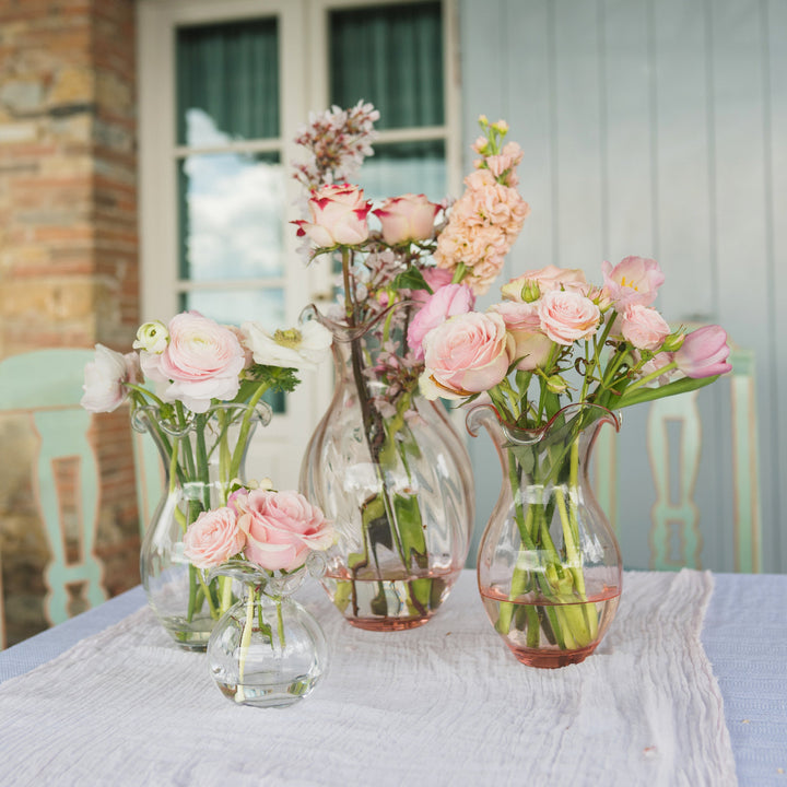 Hibiscus Glass Pink Vertical Fluted Medium Vase