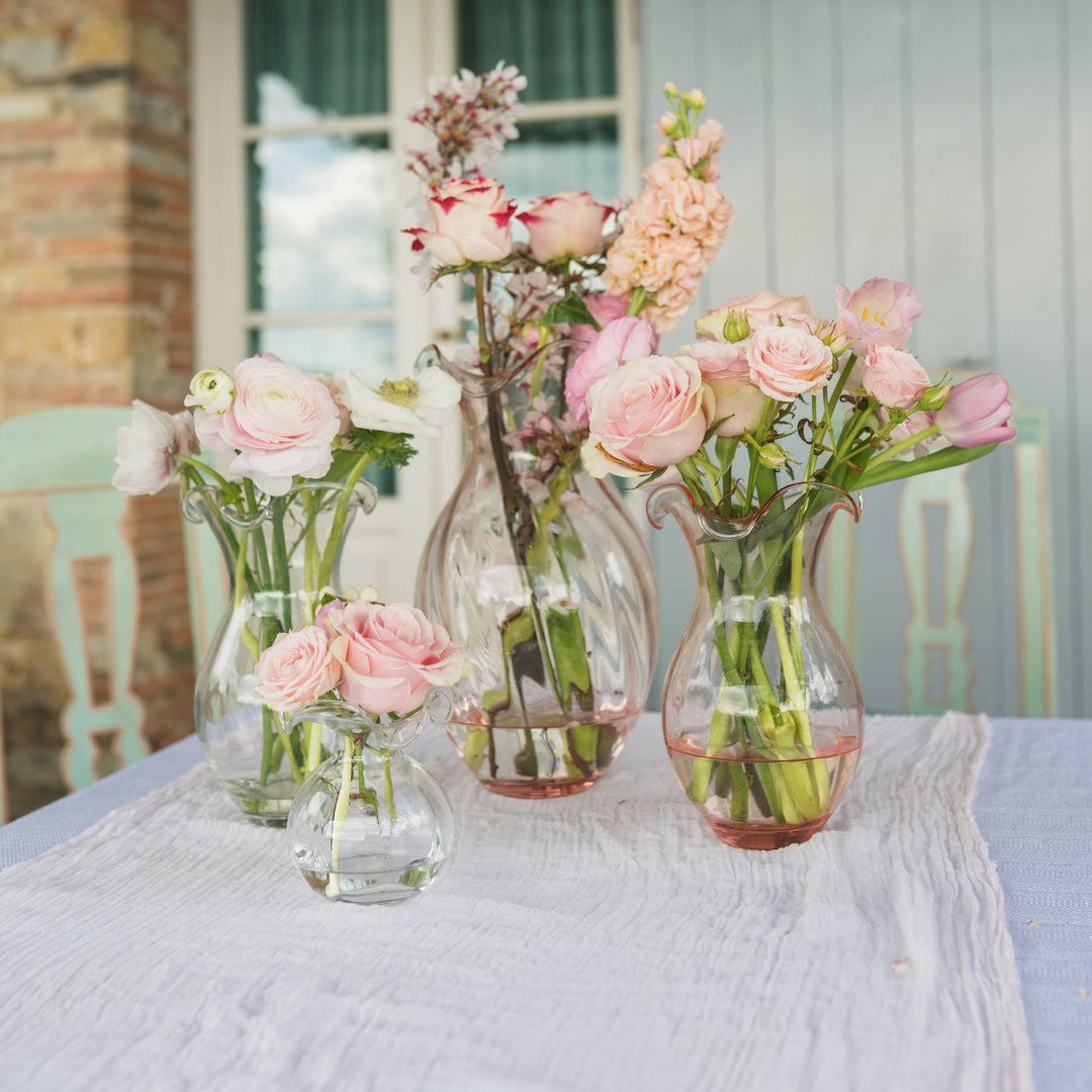 Hibiscus Glass Clear Vertical Fluted Medium Vase