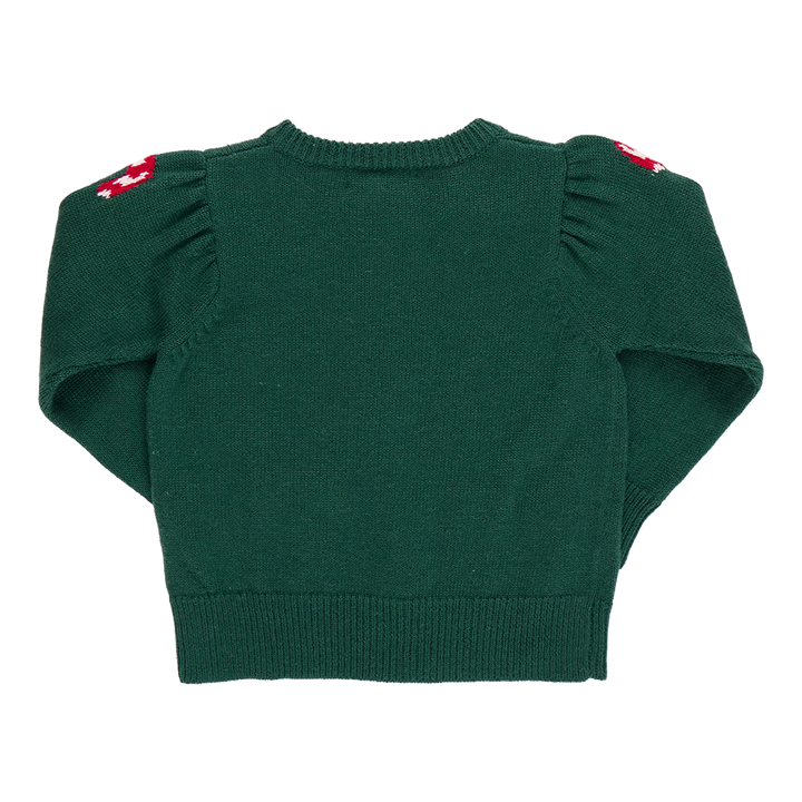 Girls Constance Sweater - Green Candy Cane Bows
