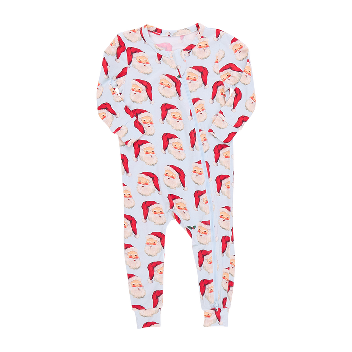 Baby Bamboo Romper - Blue Vintage Santas