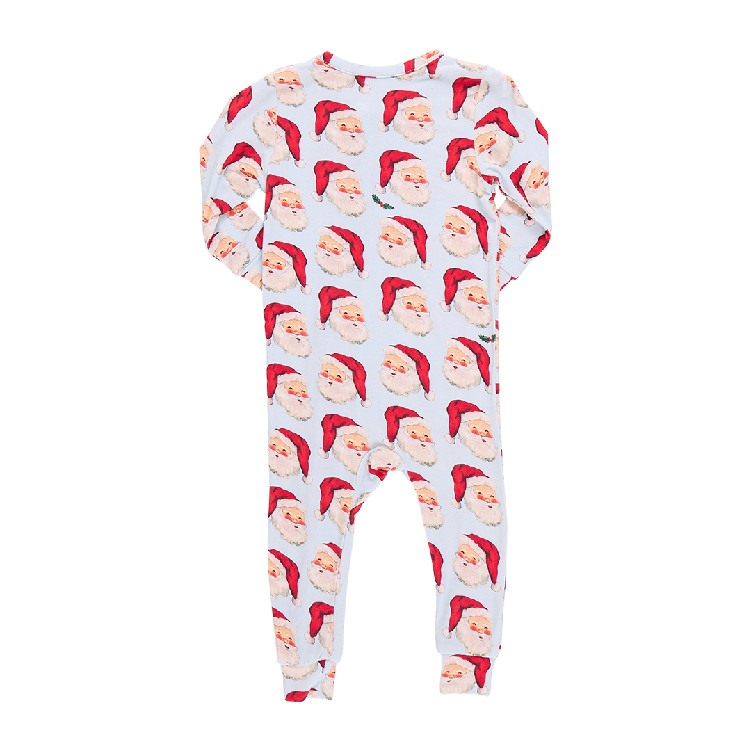 Baby Bamboo Romper - Blue Vintage Santas
