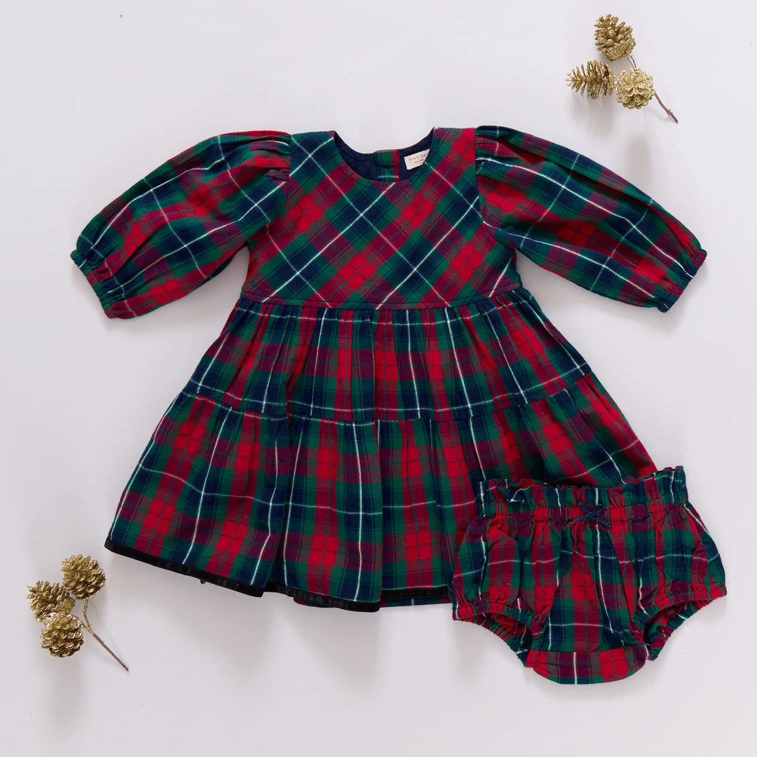 Baby Girls Maribelle Dress Set - Red Tartan