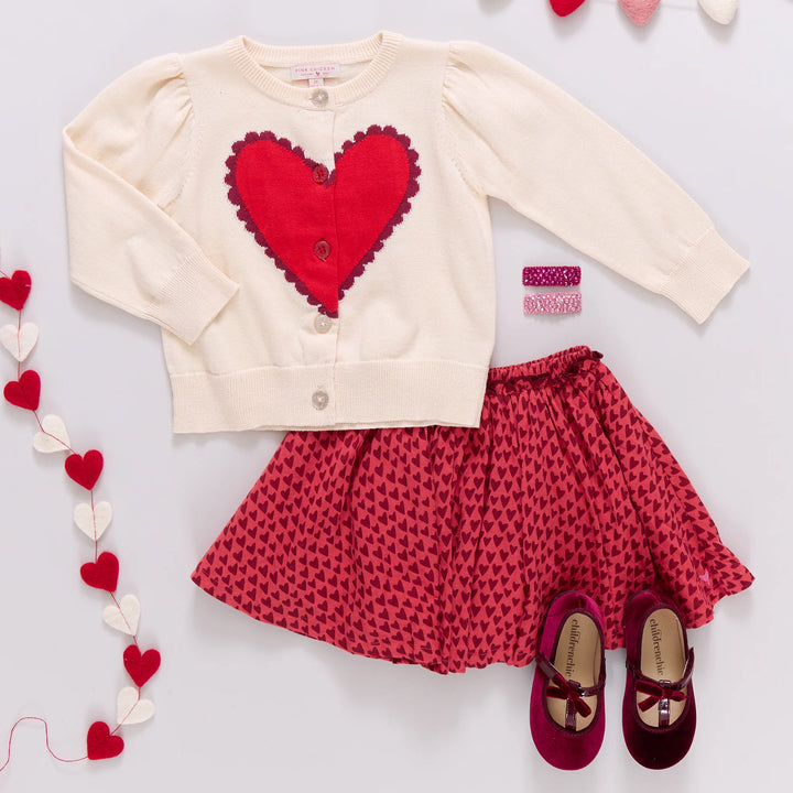 Girls Constance Sweater - Scalloped Heart