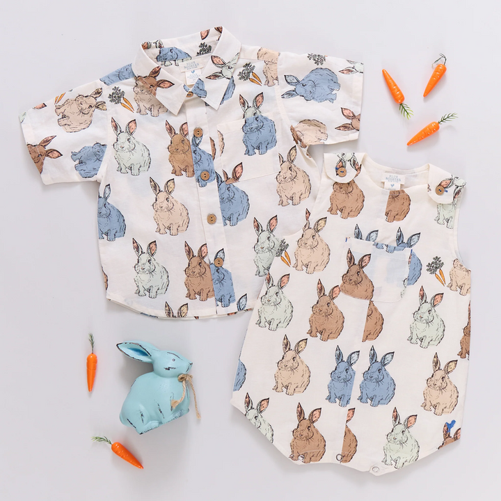 Baby Boys Noah Jumper - Blue Vintage Bunnies