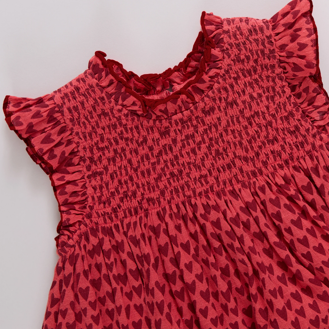 Baby Girls Stevie Dress - Red Mini Hearts