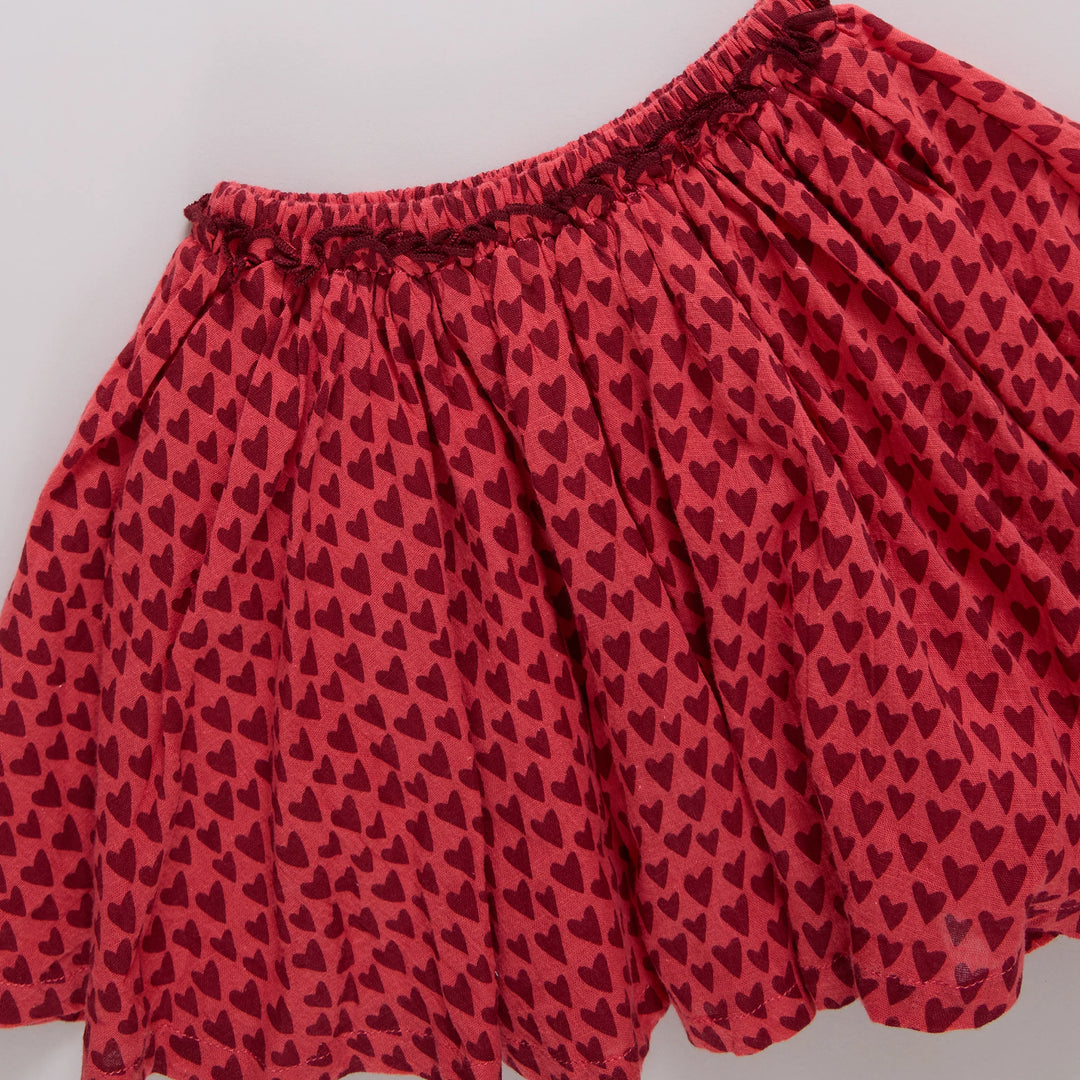 Girls Gianna Skirt - Red Mini Hearts