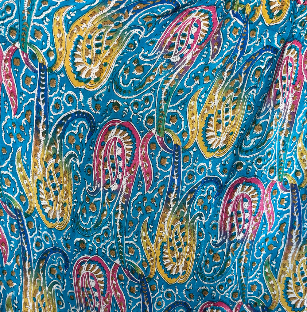 Yellow & Turquoise Print Maxi Dress