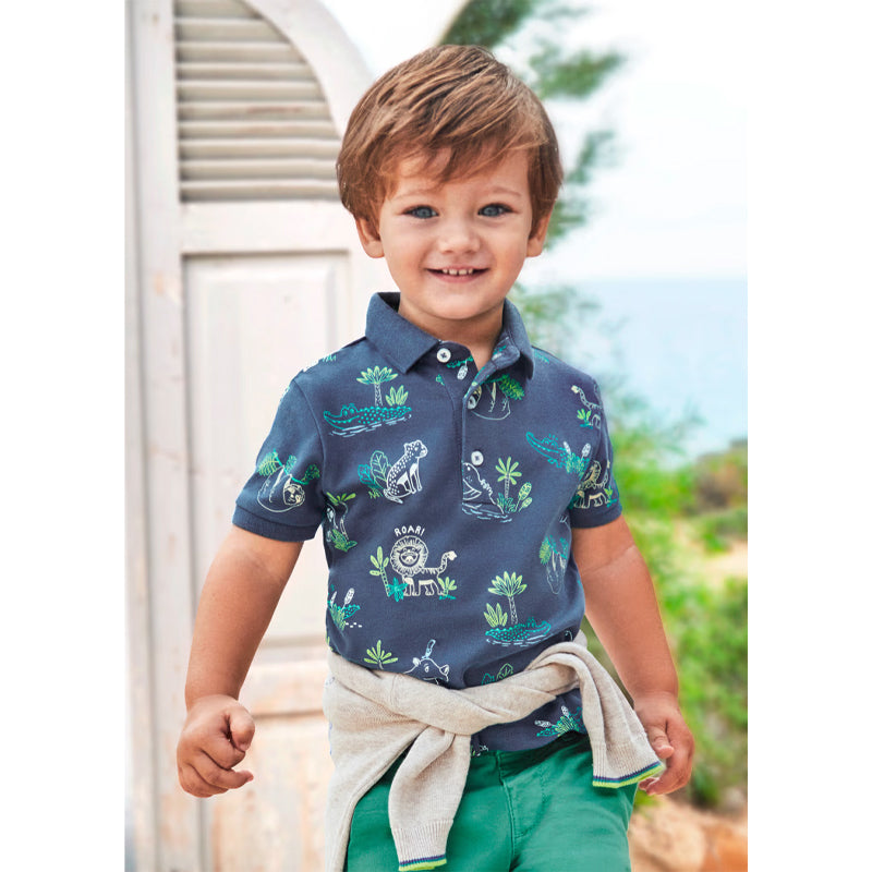 Indigo Printed Short Sleeve Polo