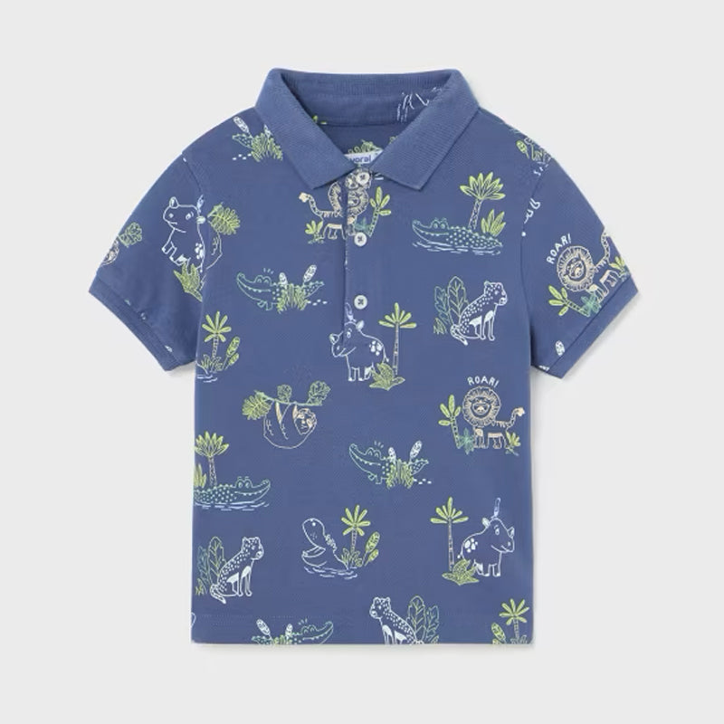 Indigo Printed Short Sleeve Polo