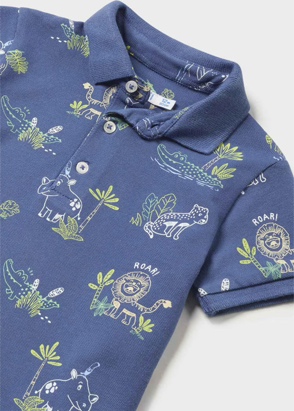 Indigo Printed Short Sleeve Polo