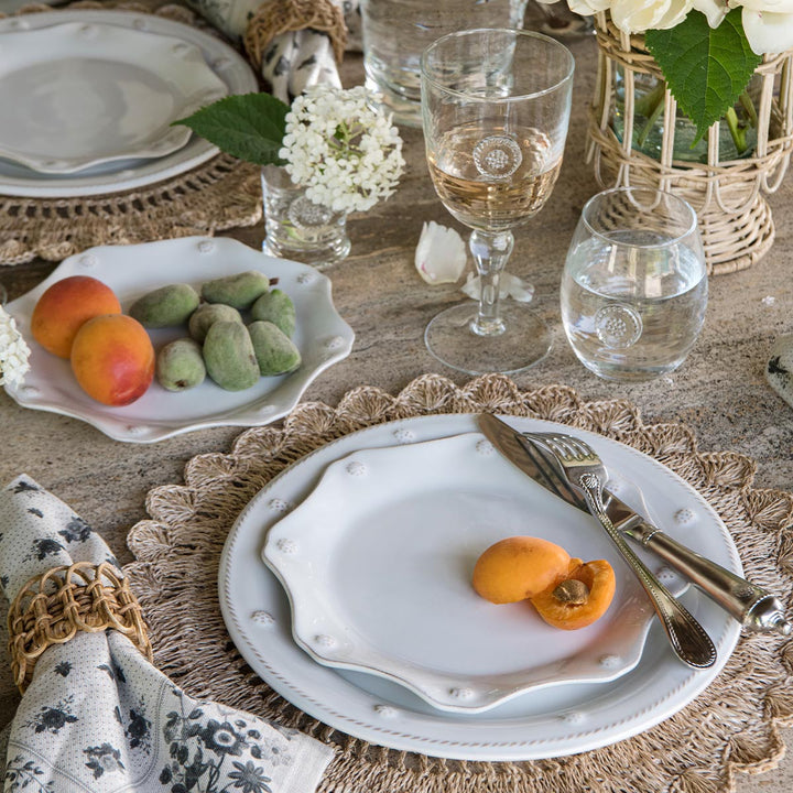 Berry & Thread Scallop Dessert/Salad Plate - Whitewash
