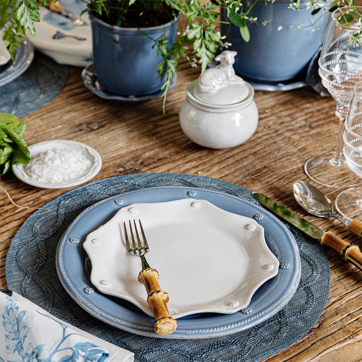 Berry & Thread Scallop Dessert/Salad Plate - Whitewash