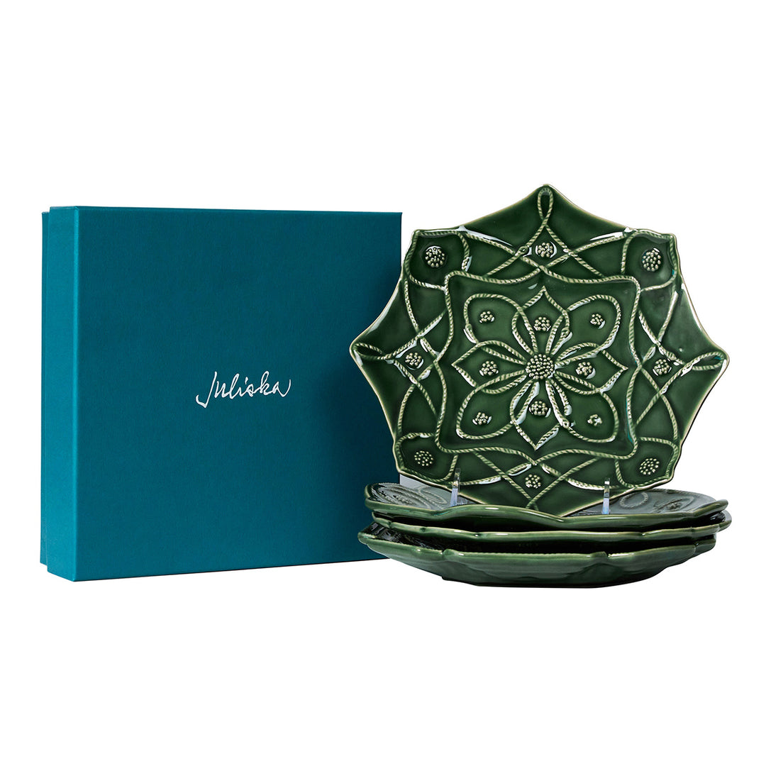 Jardins du Monde Dessert/Salad Plate Assorted Set/4 - Basil