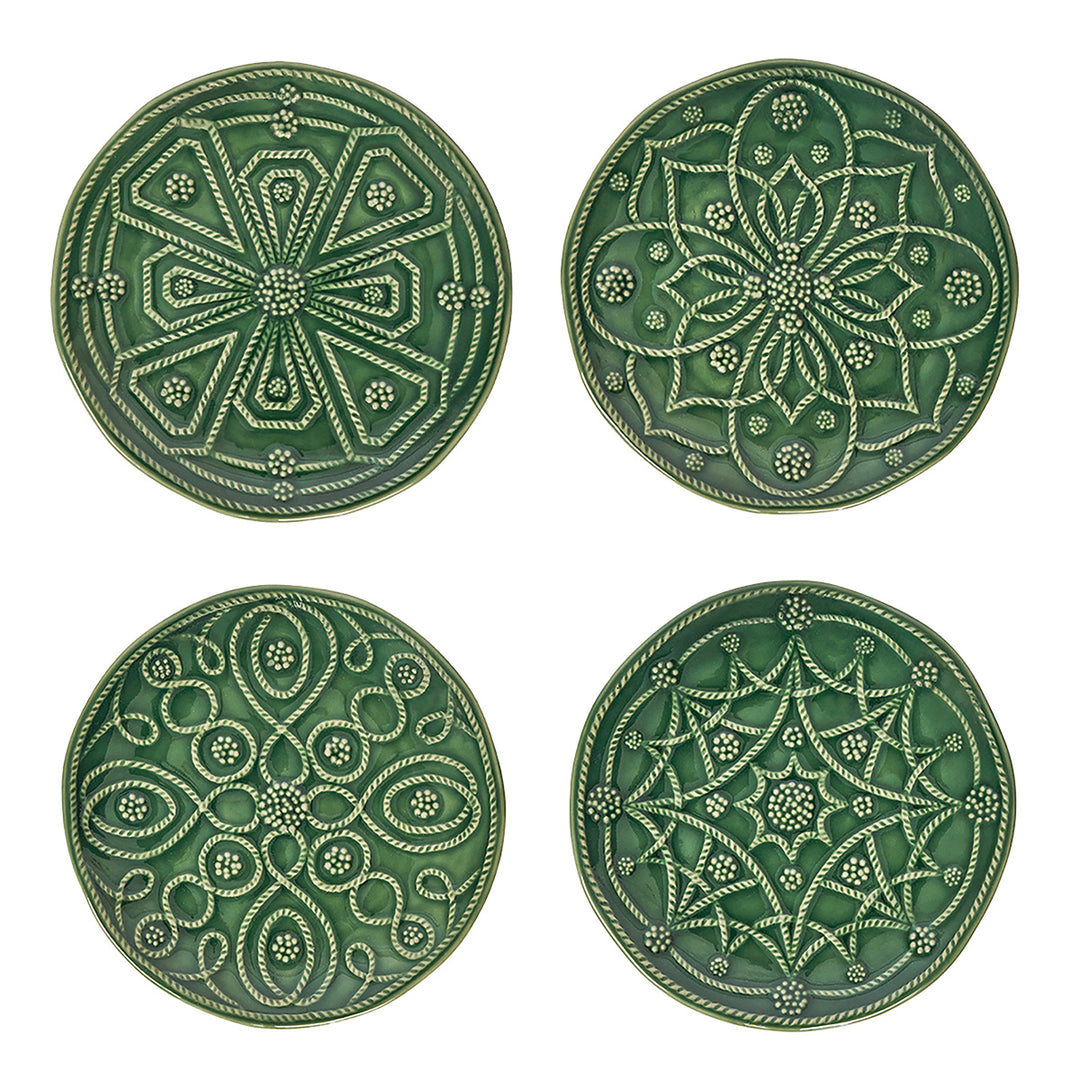 Jardins du Monde Side/Cocktail Plate Assorted Set/4 - Basil