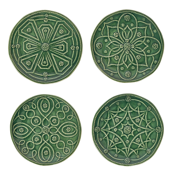 Jardins du Monde Side/Cocktail Plate Assorted Set/4 - Basil