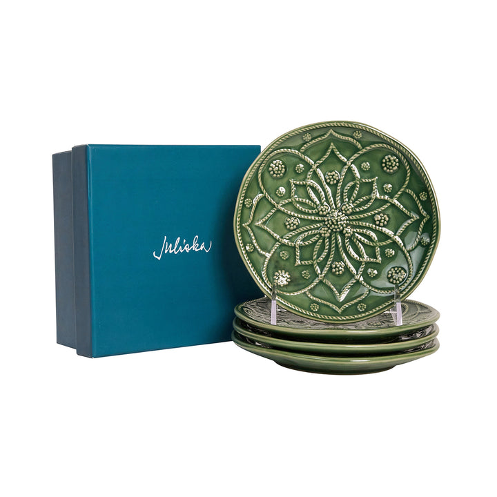 Jardins du Monde Side/Cocktail Plate Assorted Set/4 - Basil