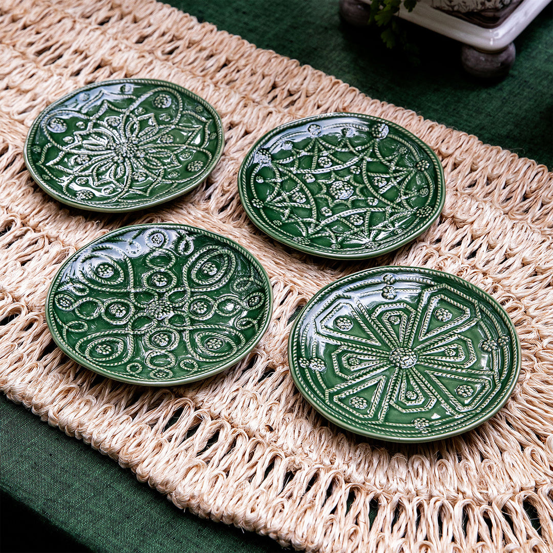 Jardins du Monde Side/Cocktail Plate Assorted Set/4 - Basil