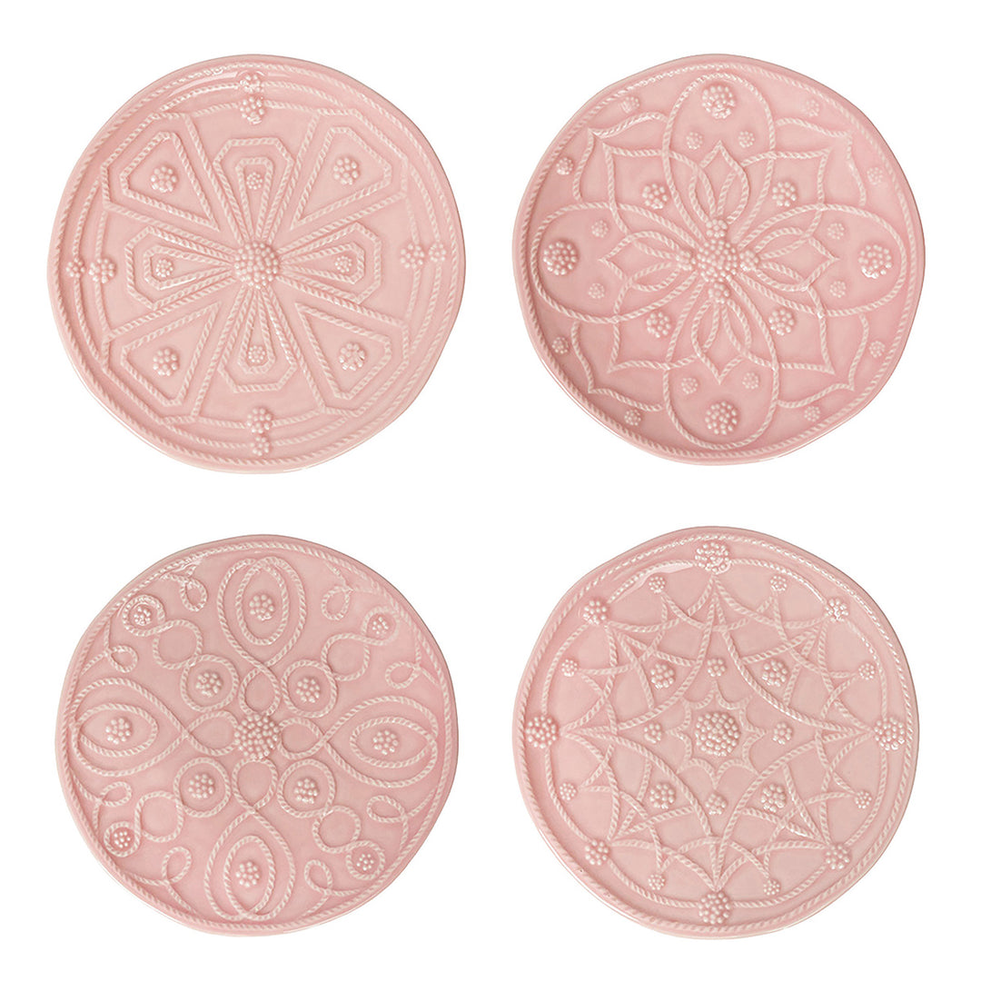 Jardins du Monde Side/Cocktail Plate Assorted Set/4 - Blush