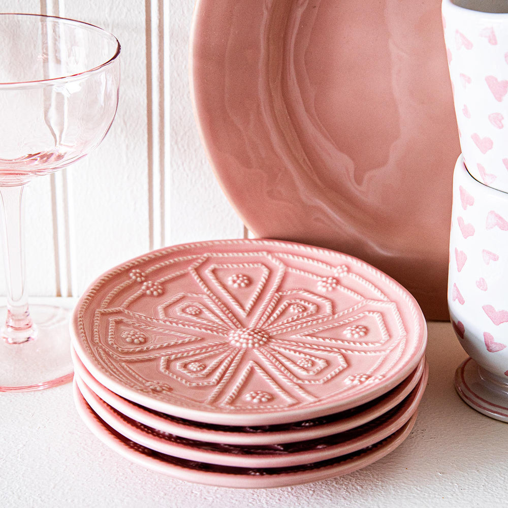 Jardins du Monde Side/Cocktail Plate Assorted Set/4 - Blush
