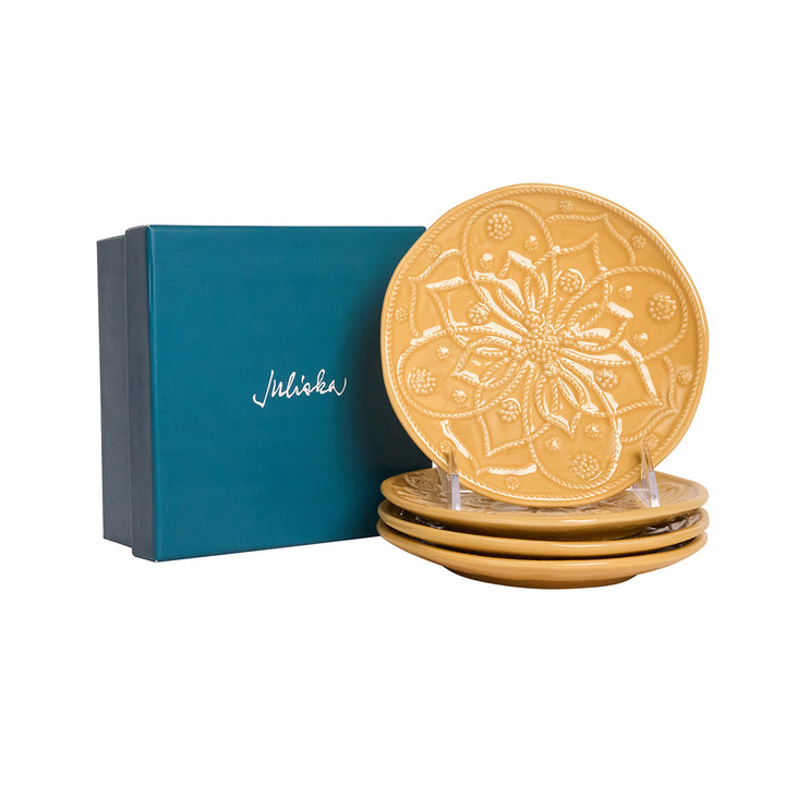 Jardins du Monde Side/Cocktail Plate Assorted Set/4 - Daffodil
