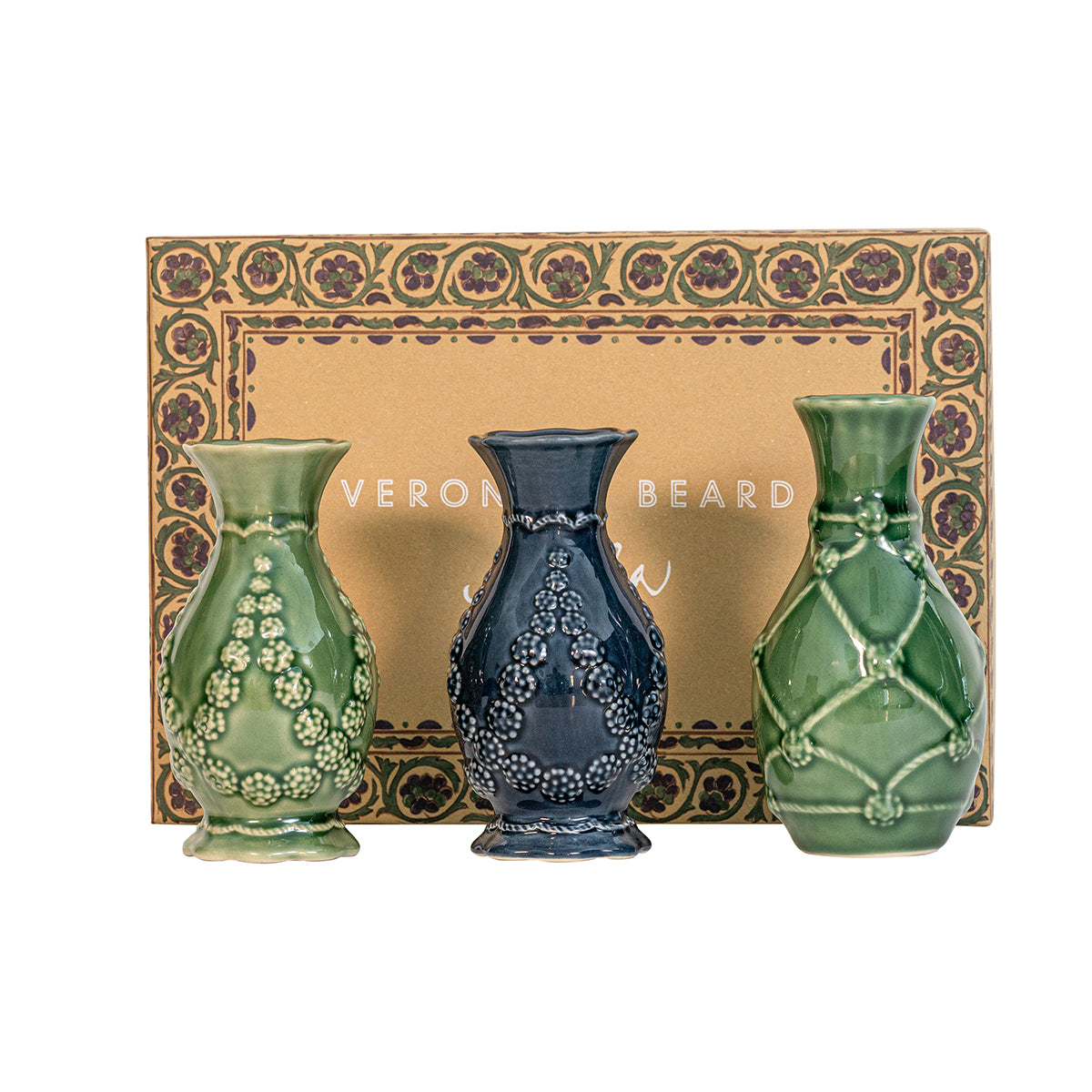 Veronica Beard Jardins du Monde Green/Blue Mini Vase Trio