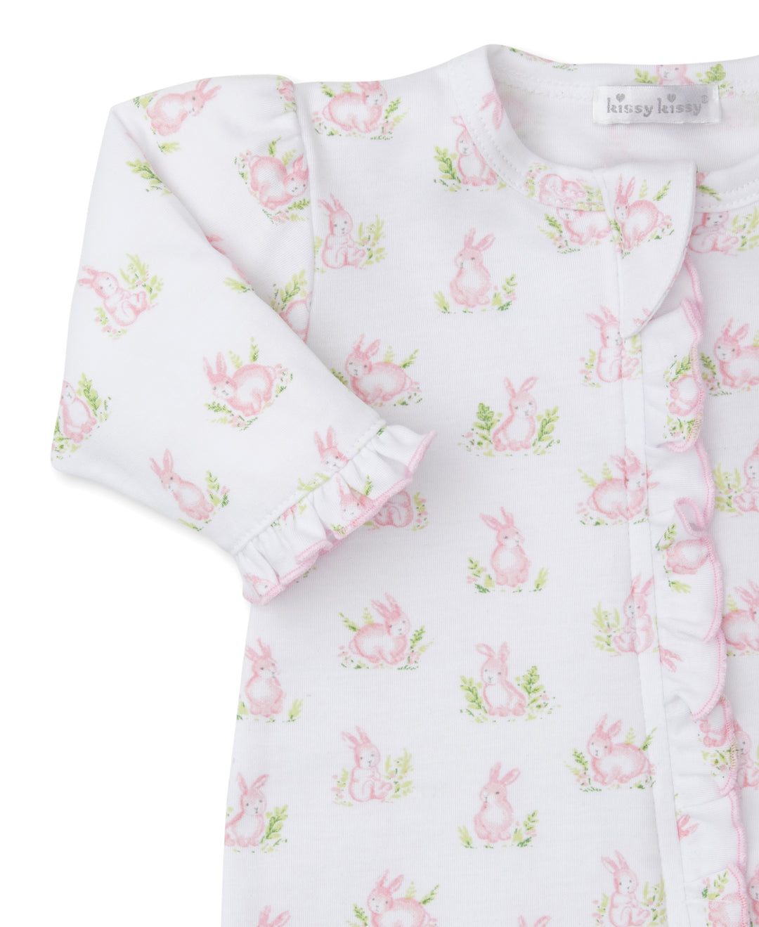 Cottontail Hollows: Light Pink Bunnies Print Footie w/ Zipper