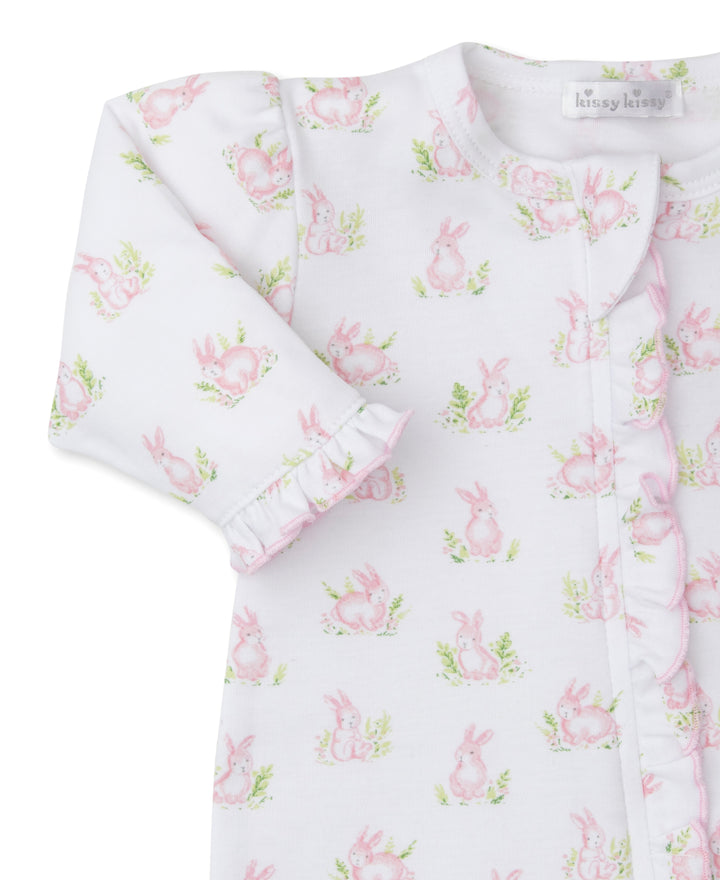 Cottontail Hollows: Light Pink Bunnies Print Footie w/ Zipper