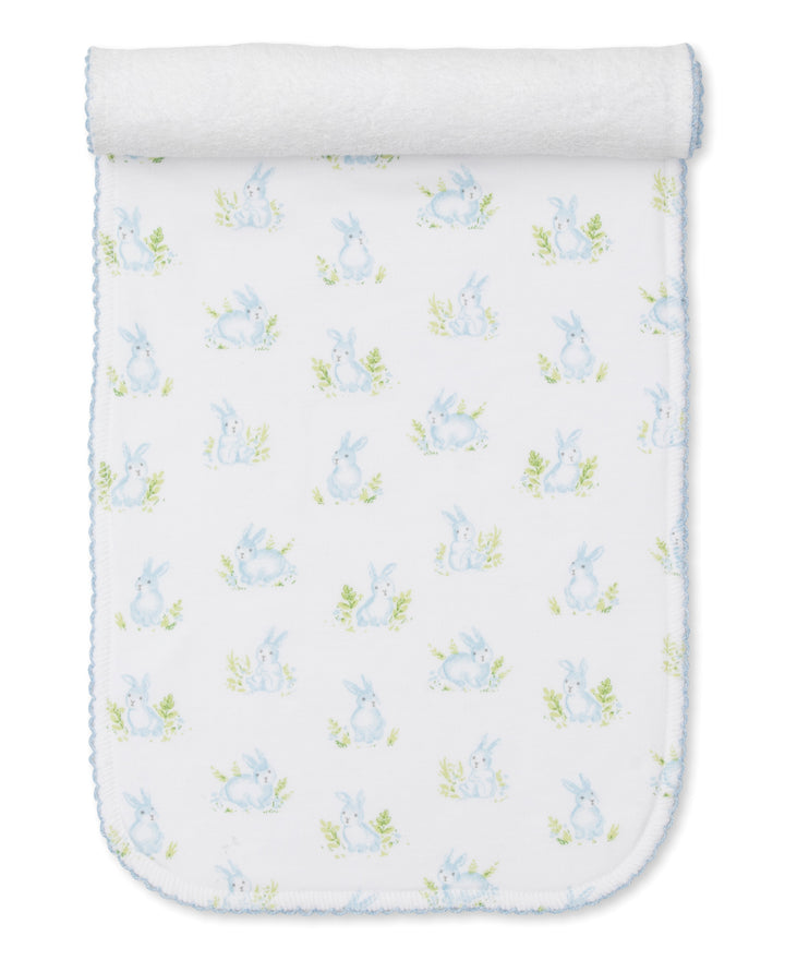 Cottontail Hollows: Light Blue Bunnies Print Burp Cloth