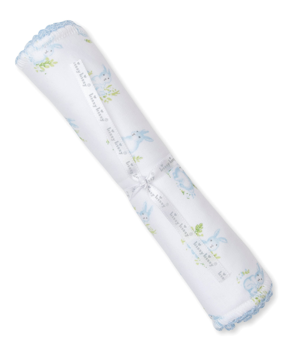 Cottontail Hollows: Light Blue Bunnies Print Burp Cloth