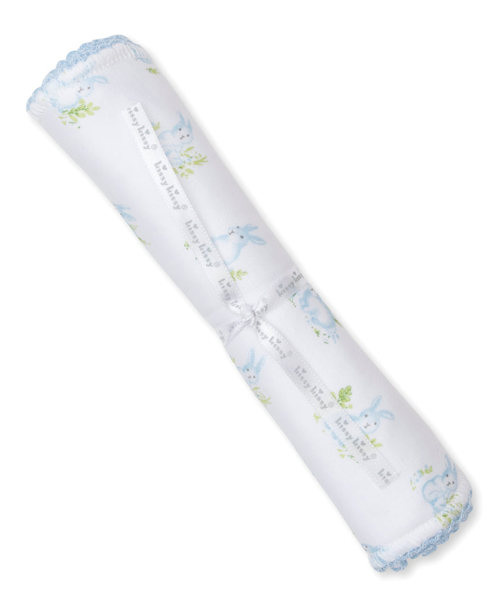 Cottontail Hollows: Light Blue Bunnies Print Burp Cloth