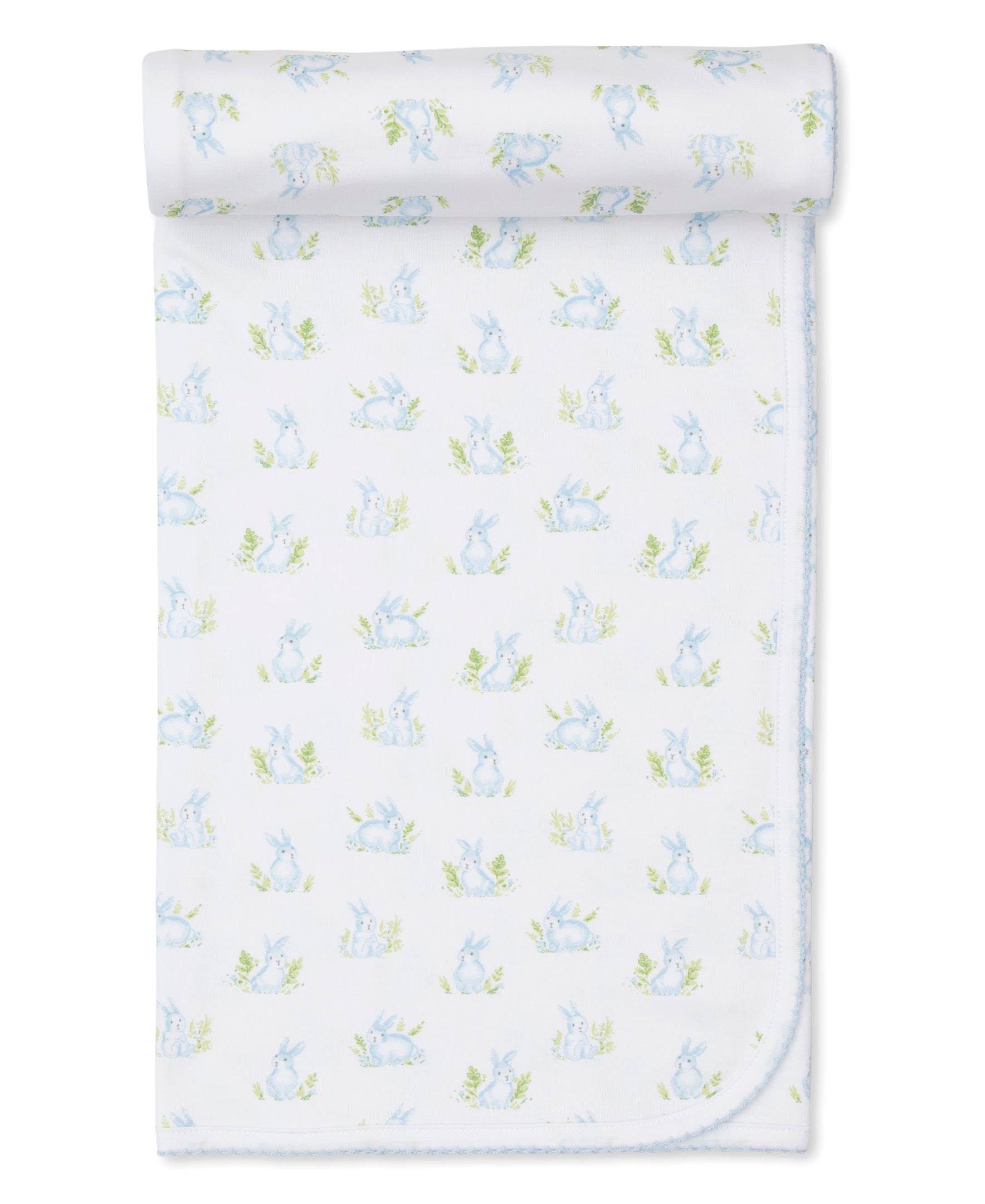 Cottontail Hollows: Light Blue Bunnies Print Blanket