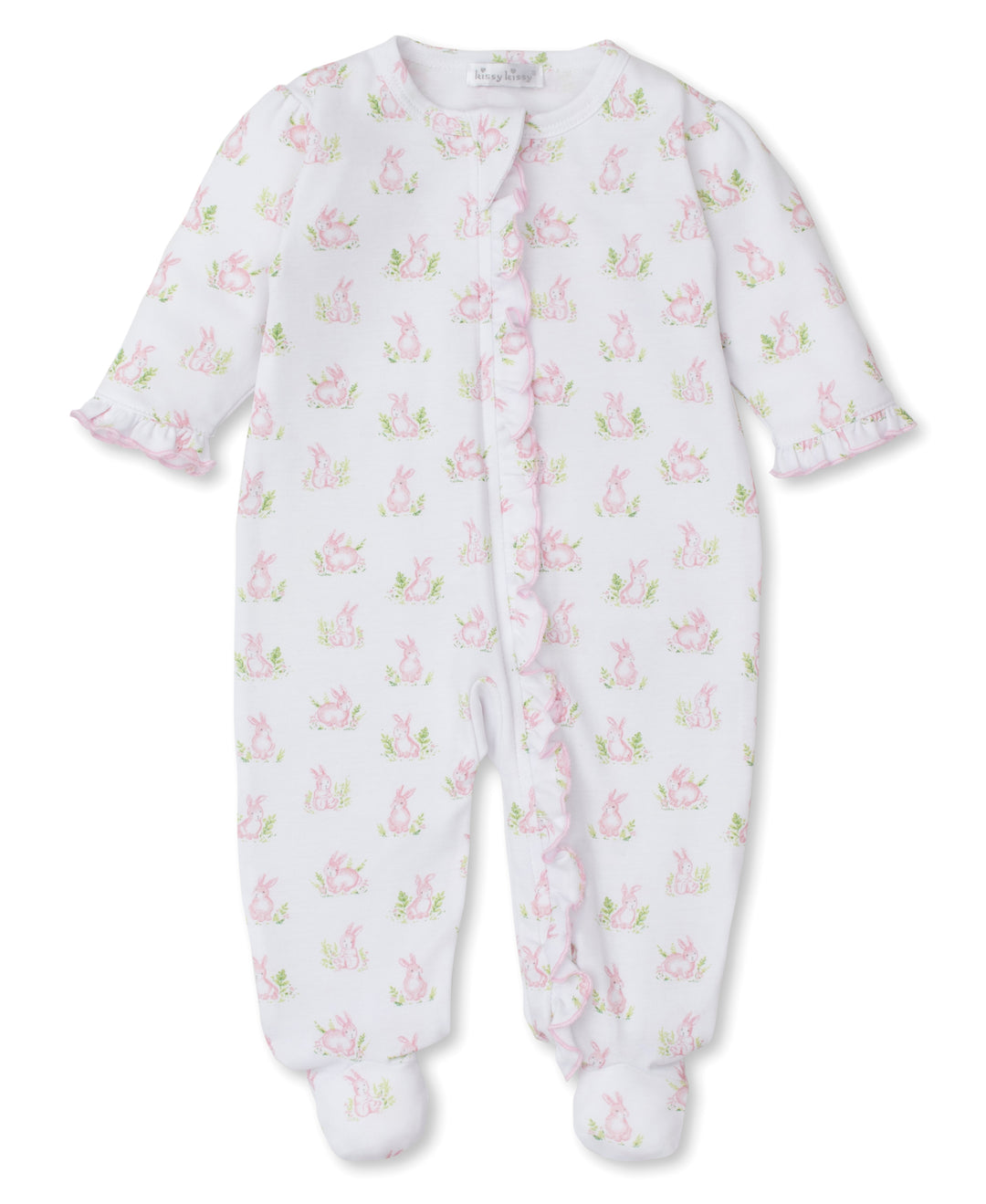 Cottontail Hollows: Light Pink Bunnies Print Footie w/ Zipper