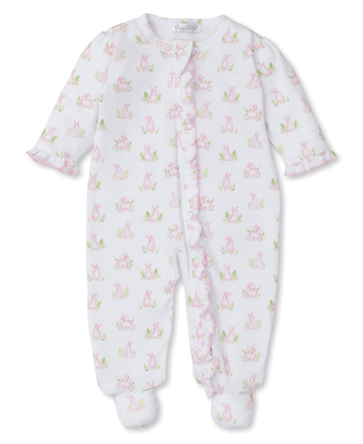 Cottontail Hollows: Light Pink Bunnies Print Footie w/ Zipper