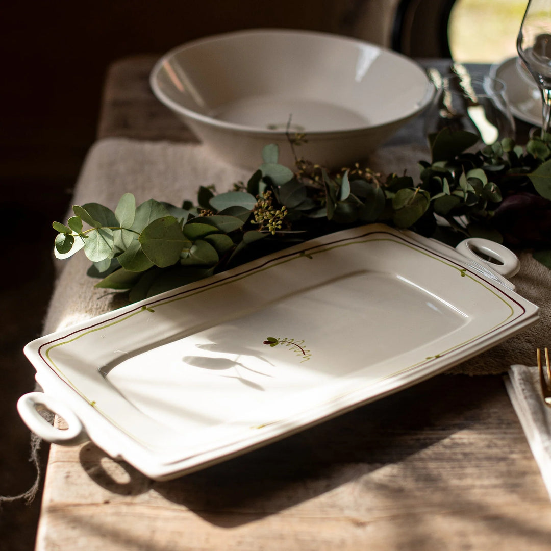 Lastra Fiori Di Bosco Handled Rectangular Platter