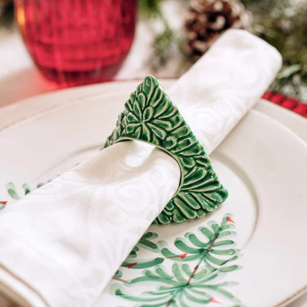 Lastra Holiday Green Figural Napkin Rings - Set of 4