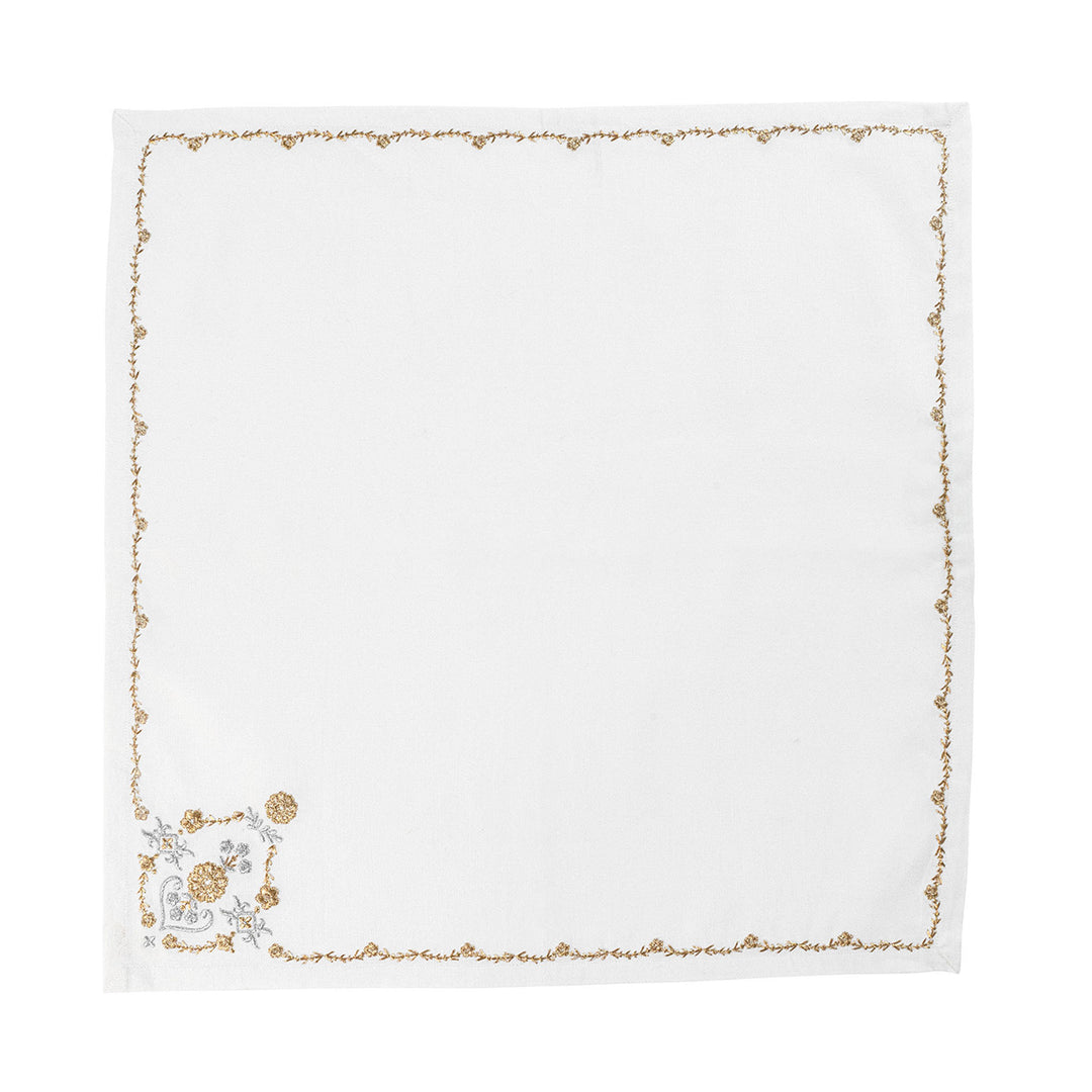 Heidi Embroidered Napkin - Gold/Silver