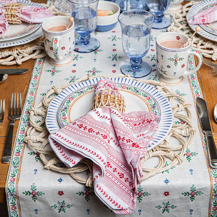 Villa Stripe Napkin - Red