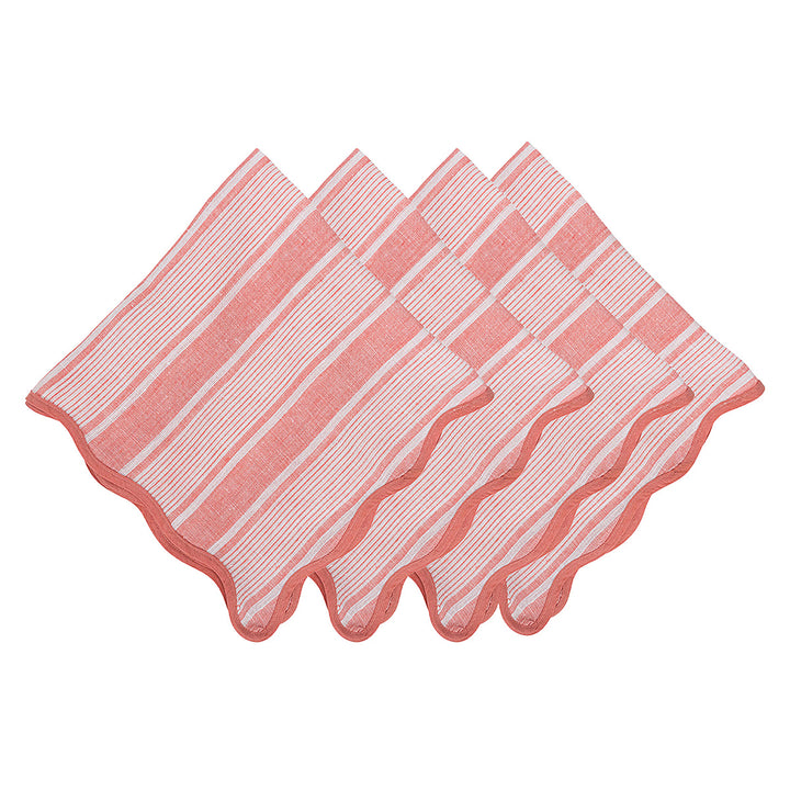 Cabana Stripe Napkin Set/4 - Coral
