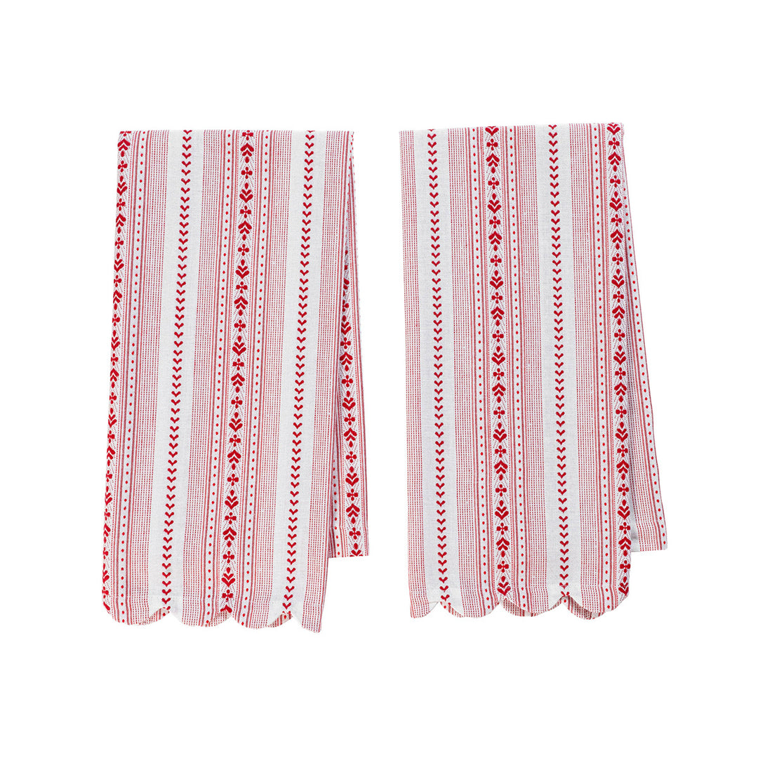 Villa Stripe Kitchen Towel Set/2 - Red